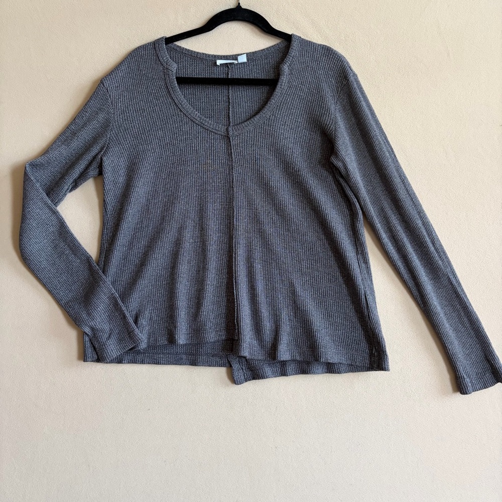 Wilt Charcoal Gray Thermal Long Sleeve Top Made in USA Size Small Cozy Neutral
